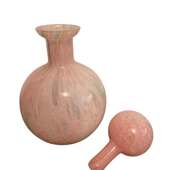 Vintage Made in Italy Pink Swirl Art Glass Decanter with Stopper Murano Style - Picture 5 of 6